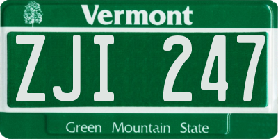VT license plate ZJI247