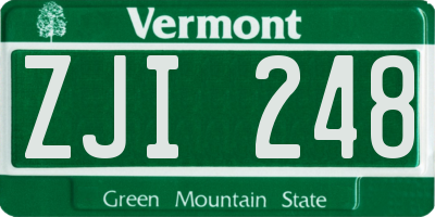 VT license plate ZJI248