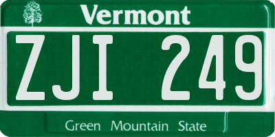 VT license plate ZJI249