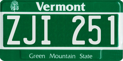 VT license plate ZJI251
