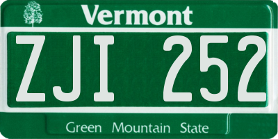 VT license plate ZJI252