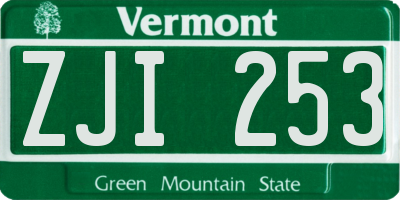 VT license plate ZJI253