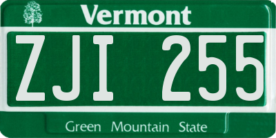 VT license plate ZJI255