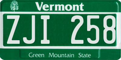 VT license plate ZJI258