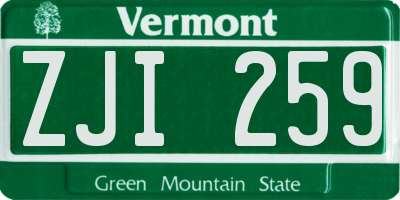 VT license plate ZJI259