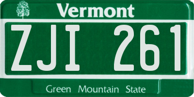 VT license plate ZJI261