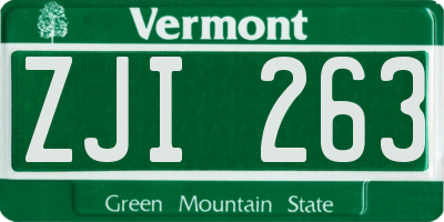 VT license plate ZJI263