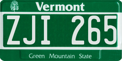 VT license plate ZJI265