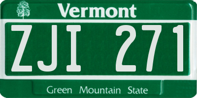 VT license plate ZJI271
