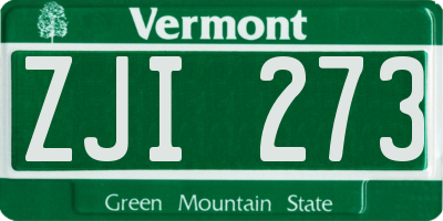 VT license plate ZJI273