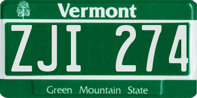 VT license plate ZJI274