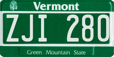 VT license plate ZJI280
