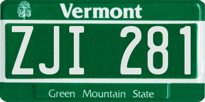 VT license plate ZJI281