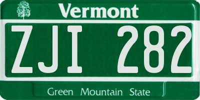VT license plate ZJI282