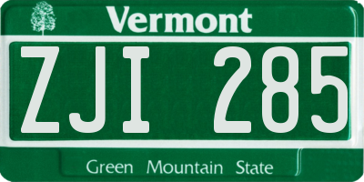 VT license plate ZJI285