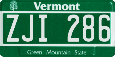 VT license plate ZJI286