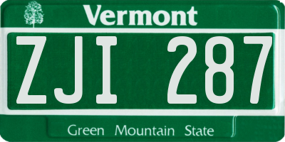 VT license plate ZJI287