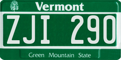 VT license plate ZJI290