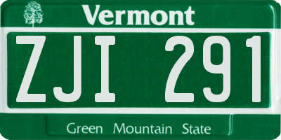 VT license plate ZJI291