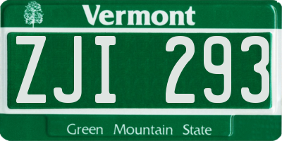 VT license plate ZJI293