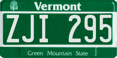 VT license plate ZJI295