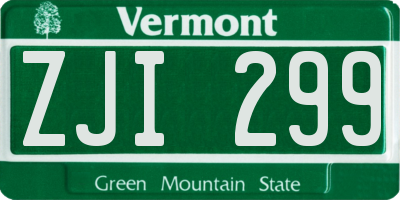 VT license plate ZJI299