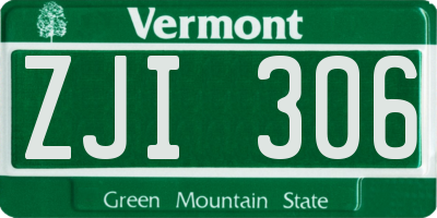 VT license plate ZJI306