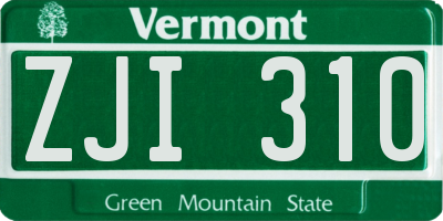 VT license plate ZJI310