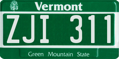 VT license plate ZJI311