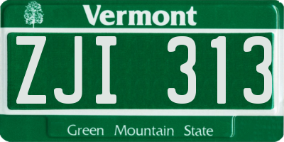 VT license plate ZJI313