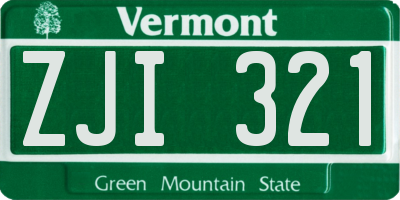 VT license plate ZJI321