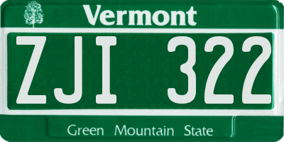 VT license plate ZJI322