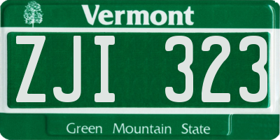 VT license plate ZJI323