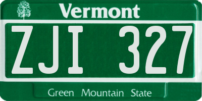 VT license plate ZJI327