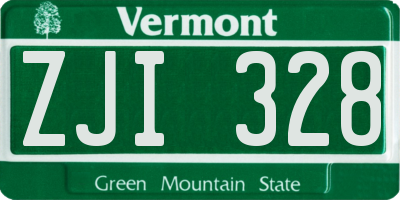 VT license plate ZJI328