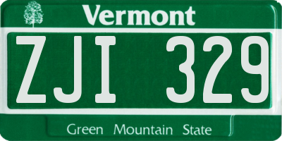VT license plate ZJI329