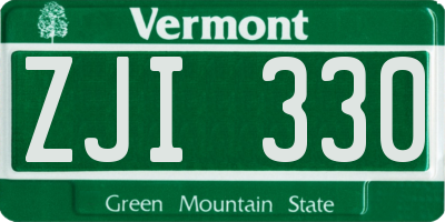 VT license plate ZJI330