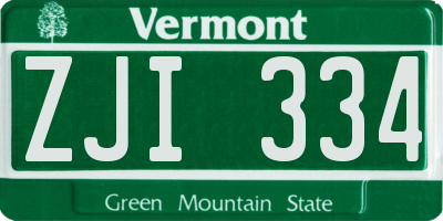 VT license plate ZJI334