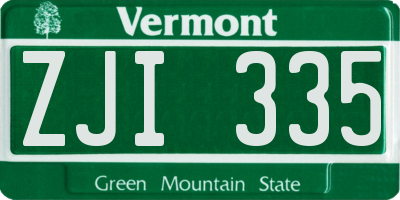 VT license plate ZJI335