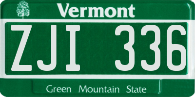 VT license plate ZJI336
