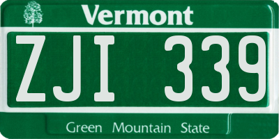 VT license plate ZJI339
