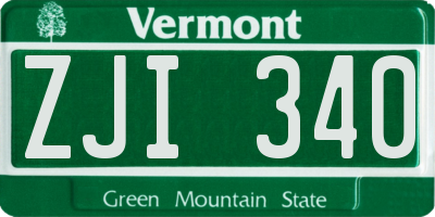 VT license plate ZJI340