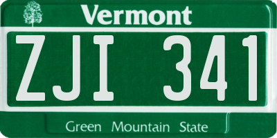 VT license plate ZJI341