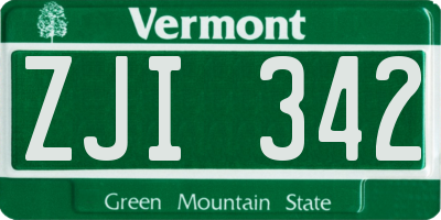 VT license plate ZJI342