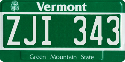 VT license plate ZJI343