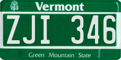 VT license plate ZJI346