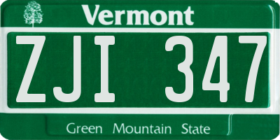 VT license plate ZJI347