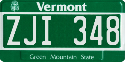 VT license plate ZJI348