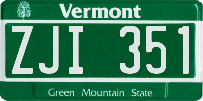VT license plate ZJI351