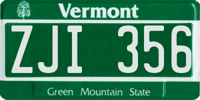VT license plate ZJI356